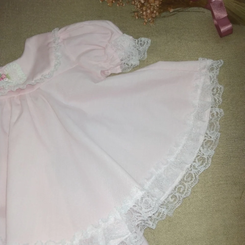 Vintage Pink Baby Dress with Lace Trim - Picture 7 of 8